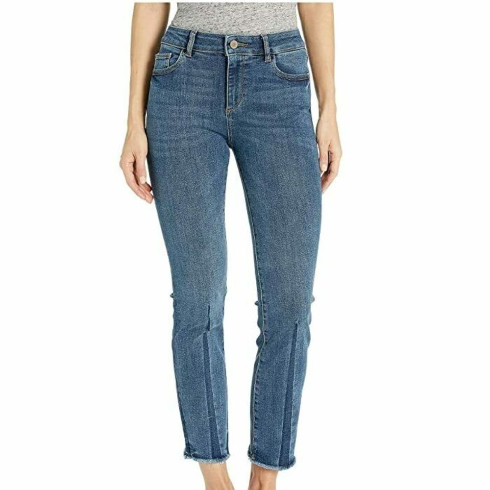 DL1961 Mara High Rise Straight Ankle Raw Hem Clark